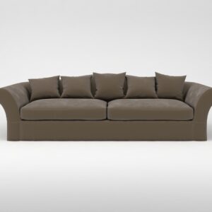 Modern Brown Fabric Sofa with Cushions